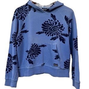 Patagonia blue floral print organic cotton blend hooded sweatshirt